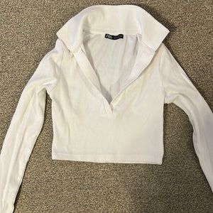 Zara White collared long sleeve
